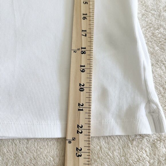 Land's End Tank Top Women's S White Ruffle Sleeve Ribbed Modern Classic Core - Picture 8 of 8